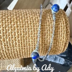 Lapis Lazuli silver bangle bracelet